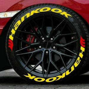 Adesivos com letras de pneus Adesivo Hankook amarelo 1,25 "polegadas 8 x letras permanentes