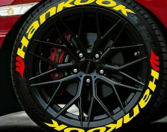 Tire Lettering Stickers Yellow Hankook Sticker 1.25" inch 8 x Permanent Letters