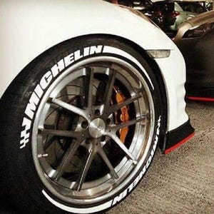 Adesivos de letras para pneus, faixa de bandeira, adesivo Michelin, 1,25" polegadas, 8 letras permanentes