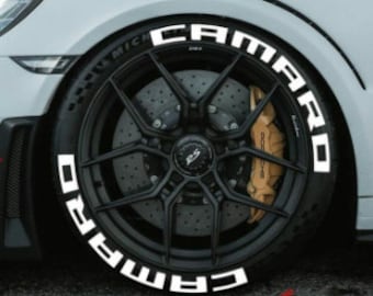 Tire Lettering Stickers Full White Camaro Sticker 1 25" inch 8 x Permanent Letters