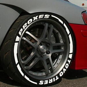 Adesivos com letras de pneus listra branca Toyo Tires Proxes adesivo 1,25 "polegadas 8 x letras permanentes