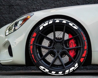 Tire Lettering Stickers Red Stripe Nitto Sticker 1.25" inch 8 x Permanent Letters