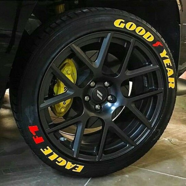 Tire Lettering Stickers Yellow Goodyear Eagle F1 Sticker 1.25" inch 8 x Permanent Letters