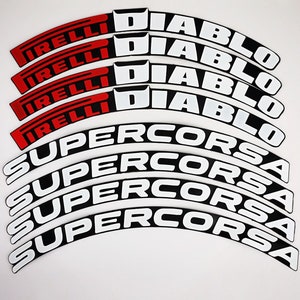 Pegatinas con letras para neumáticos, pegatina Diablo Supercorsa de 0,75 pulgadas, 8 letras permanentes
