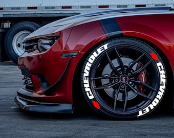Pegatinas de letras para neumáticos con el logotipo rojo de Chevrolet, 1,25 pulgadas, 8 letras permanentes