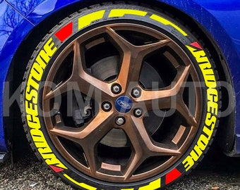Pegatinas de letras para neumáticos Bridgestone de 1,25 pulgadas, 8 letras permanentes