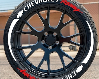 Calcomanías de letras para neumáticos Chevrolet Racing Stripe Sticker 1,25" pulgadas 8 x Letras permanentes