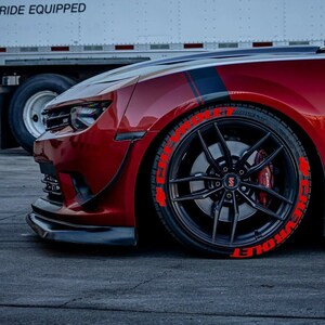 Tire Lettering Stickers Full Red Chevrolet Sticker 1.25&quot; inch 8 x Permanent Letters