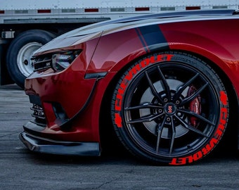 Tire Lettering Stickers Full Red Chevrolet Sticker 1.25" inch 8 x Permanent Letters