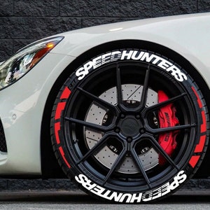 Adesivos com letras de pneus listra vermelha Speedhunters 1,25 "polegadas 8 x letras permanentes