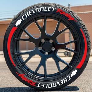 Tire Lettering Stickers Red Stripe Chevrolet Racing 1.25&quot; inch 8 x Permanent Letters