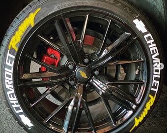Pegatinas de letras para neumáticos Chevrolet Racing de 1,25 pulgadas, 8 letras permanentes