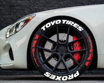 Tire Lettering Stickers Red Stripe Toyo Tires Proxes 1.25" inch 8 x Permanent Letters