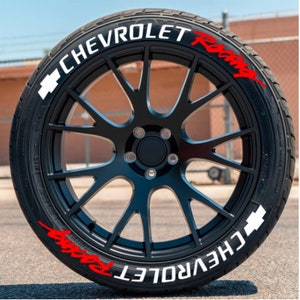 Tire Lettering Stickers Chevrolet Racing Sticker 1.25&quot; inch 8 x Permanent Letters