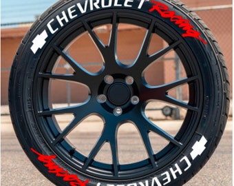 Pegatinas de letras para neumáticos Chevrolet Racing de 1,25 pulgadas, 8 letras permanentes