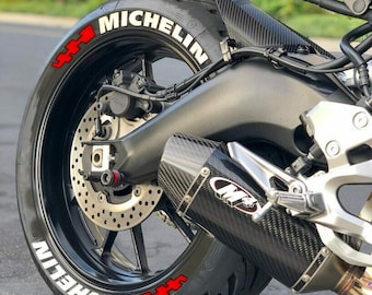 Pegatinas con letras para neumáticos de motocicleta, bandera Michelin, 0,75 pulgadas, 8 letras permanentes
