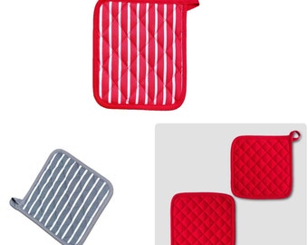 6 Pieces Quilted Pot Holder Striped Design Heat Resistant  100% Cotton Pot Holder for Kitchen & Baking