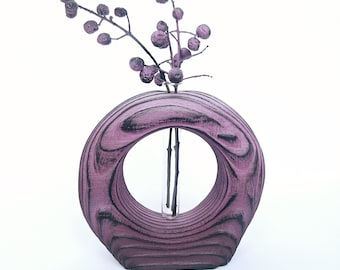 Handcrafted Purple Vase with Bulb: Perfect Gift for Flower Enthusiasts