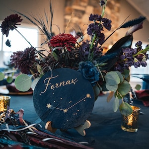 Números de mesa celestiales: decoración de bodas con constelaciones para temáticas, eventos o fiestas de noche estrellada.