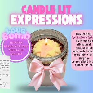 Bougie à message d'amour caché - Cadeau de Saint-Valentin personnalisé avec message surprise surprise de roses séchées à l'intérieur