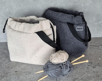 Creme Schaf-Stoff Stricken Projekt Taschen - Große Größe