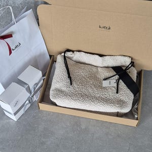 Cream Sheep Fabric Knitting Project Bags - Large Size image 3