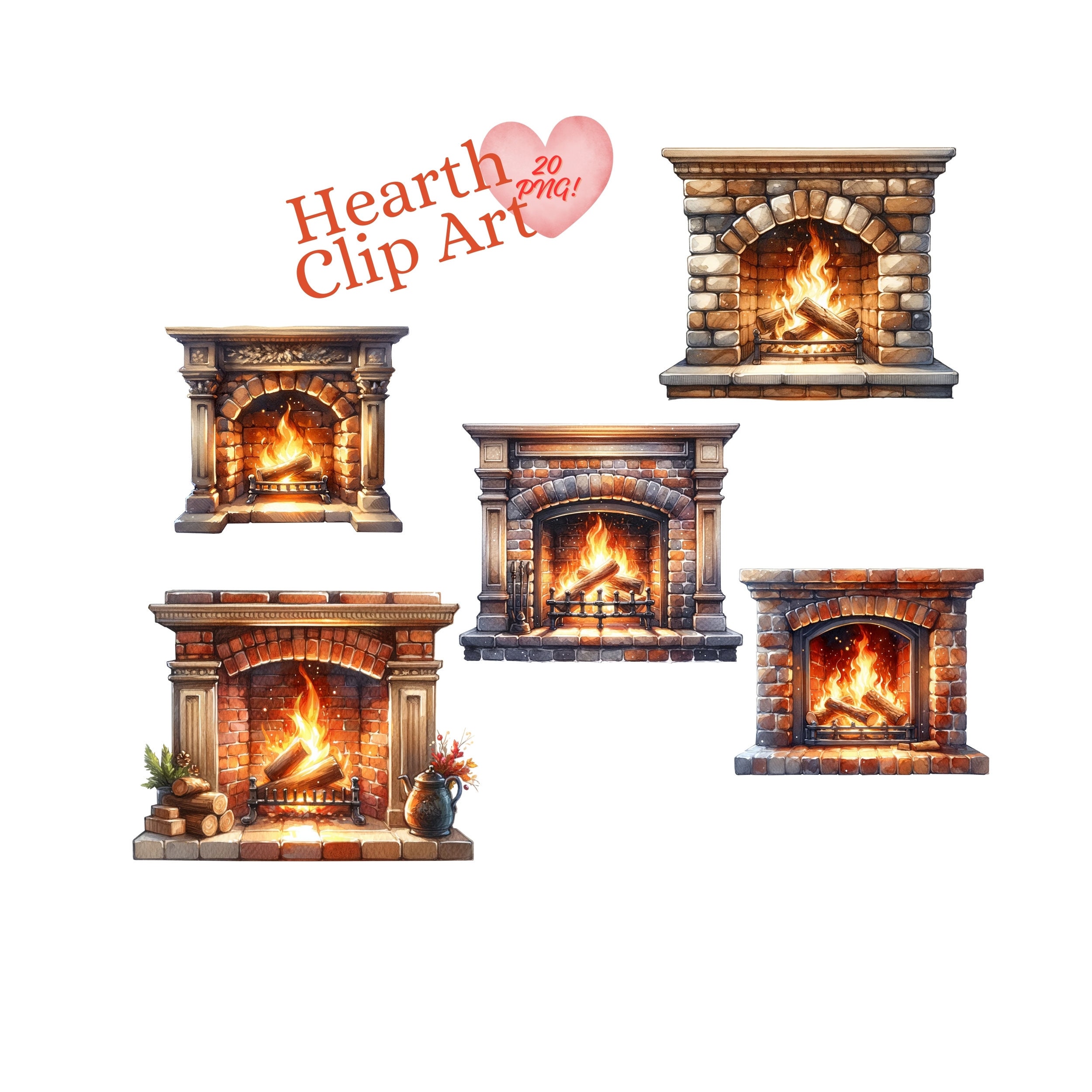 Cozy Fireplace Hearth Clipart Collection - Rustic and Classic Designs ...