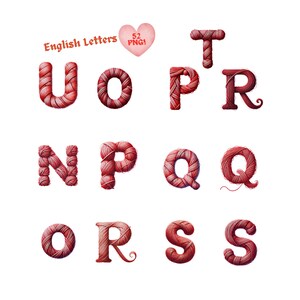 Yarn Letter R Yarn Alphabet Letters PNG Bundle: Knitted Red Clipart (commercial Use ...
