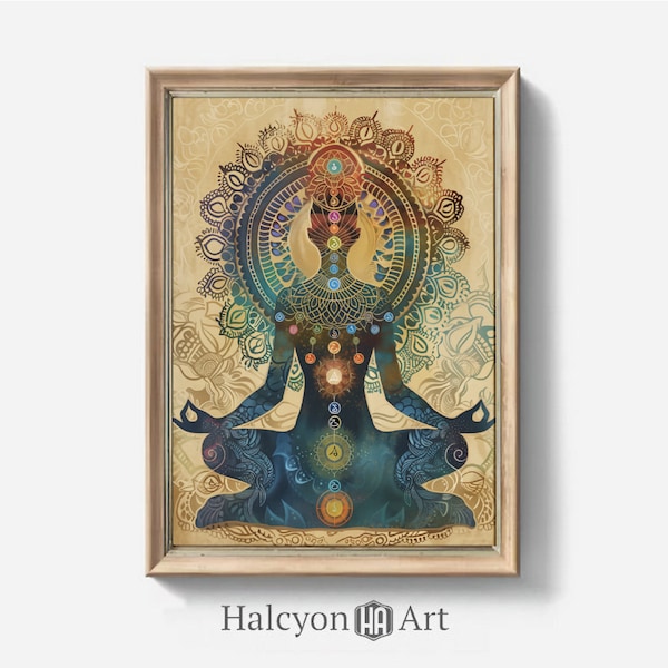 Chakra Wall Art, Chakra Printable, Watercolor Chakra, Kundalini Yoga, Energy Poster, Spiritual Poster, Mystic Art, Yoga Poster Wall Art