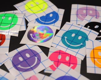 Aufkleber, Rub On's,  Smiley Neon 35mm verschiedene Farben!