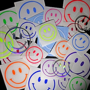 Aufkleber, Rub On&#39;s,  Smiley Neon 35mm/55mm/70mm verschiedene Farben!