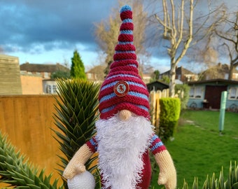 Football Mascot Gnome - Aston villa colours (Badge NOT included)