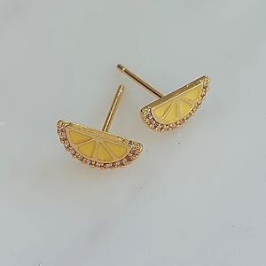 TINY LEMON STUDS | lemon slice earrings | summer earrings | freshly squeezed | citrus fruit | Mediterranean Summer | fruit earrings