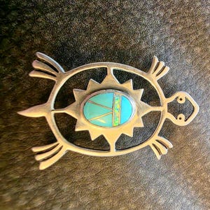 Turtle Brooch First American Traders Sterling Silver