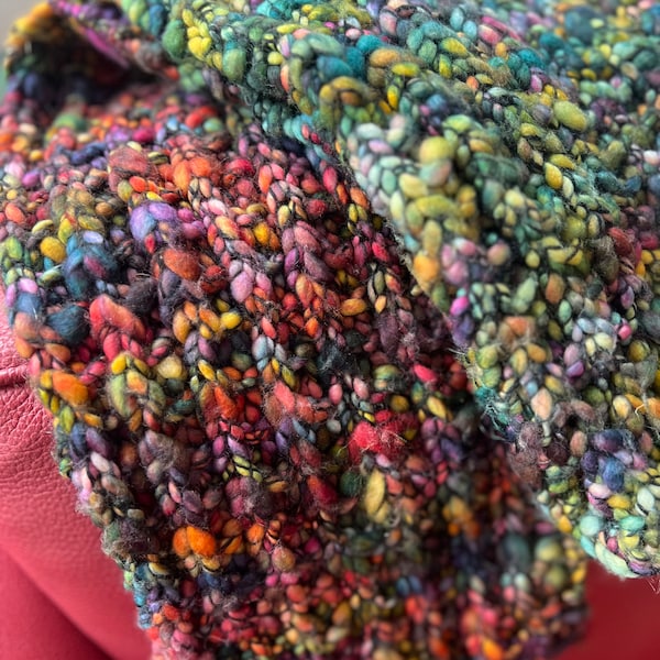 Soft chunky jewel tone hand knit wool infinity scarf