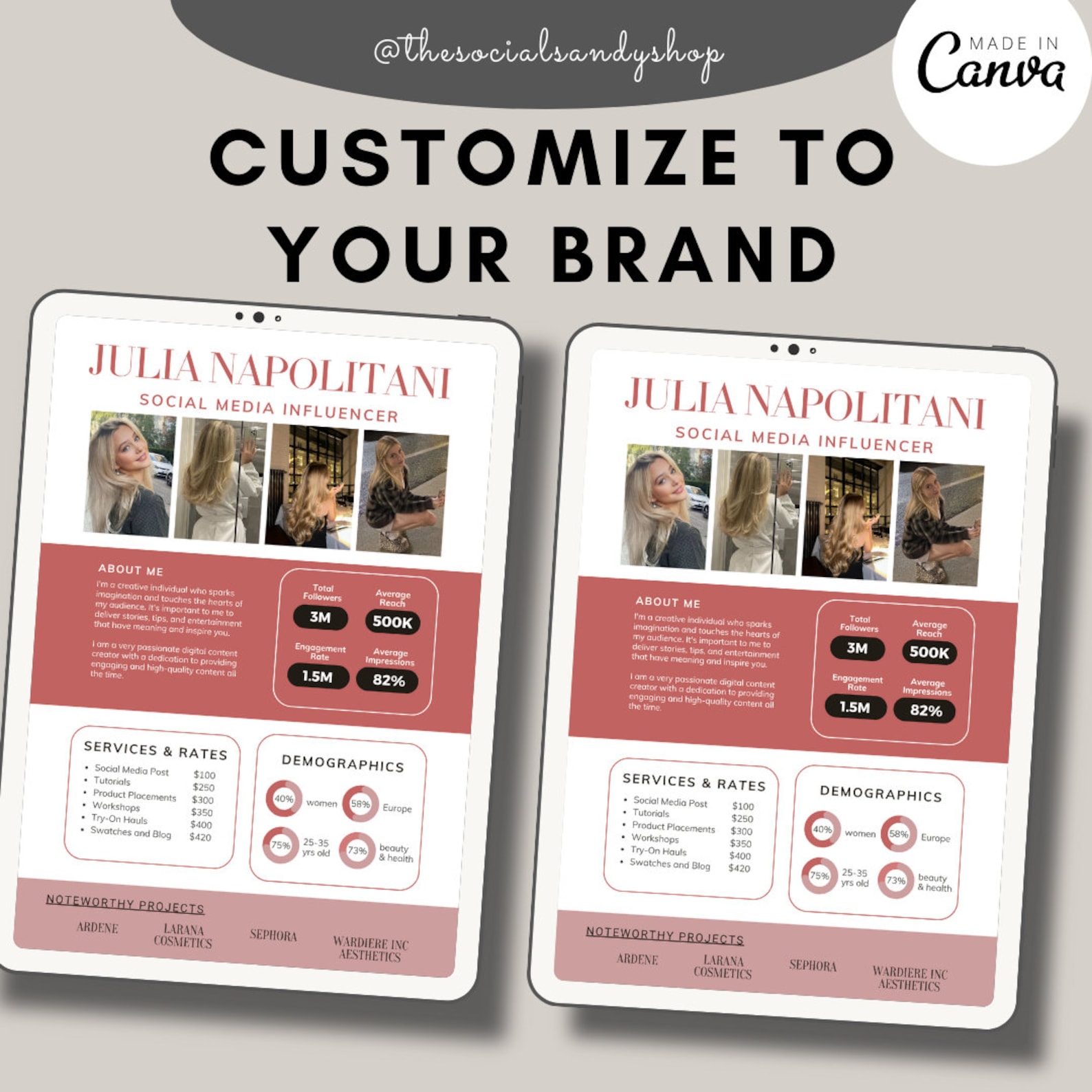 Social Media Kit Template Canva Influencer Media Kit Content Creator Social Media Kit Template Canva Influencer Media Kit Content Creator