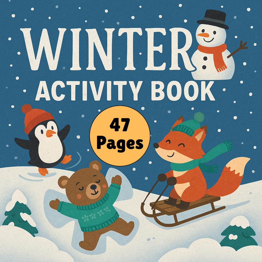 Winter Activity Book for Kids : Coloring Sheets | Printable Holiday ...