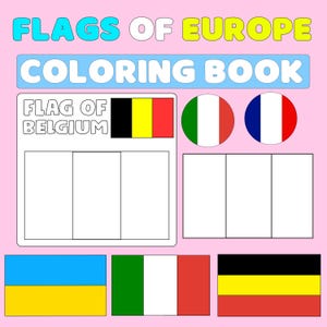 Flags of europe countries coloring pages Printable Instant Digital Download Pdf