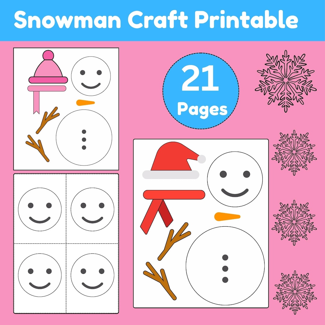 Snowman Craft Printable – Cut and Paste Winter Craft for Kids – PDF ...