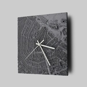 Horloge murale plan de la ville en béton Décoration urbaine moderne Noir/gris/blanc image 2