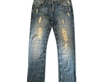 Vintage Japanese Brand distressed jeans 32x32 Punk Style Nice Design
