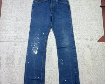 Vintage Levi's 517 Orange Tab Bootcut Jeans – Distressed Paint Splatter Workwear (30x30.5)