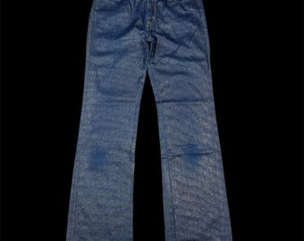 Vintage 90s Calvin Klein Jeans Lavy Jeans Dark Indigo Blue Metallic Coated Shiny Denim 28x30