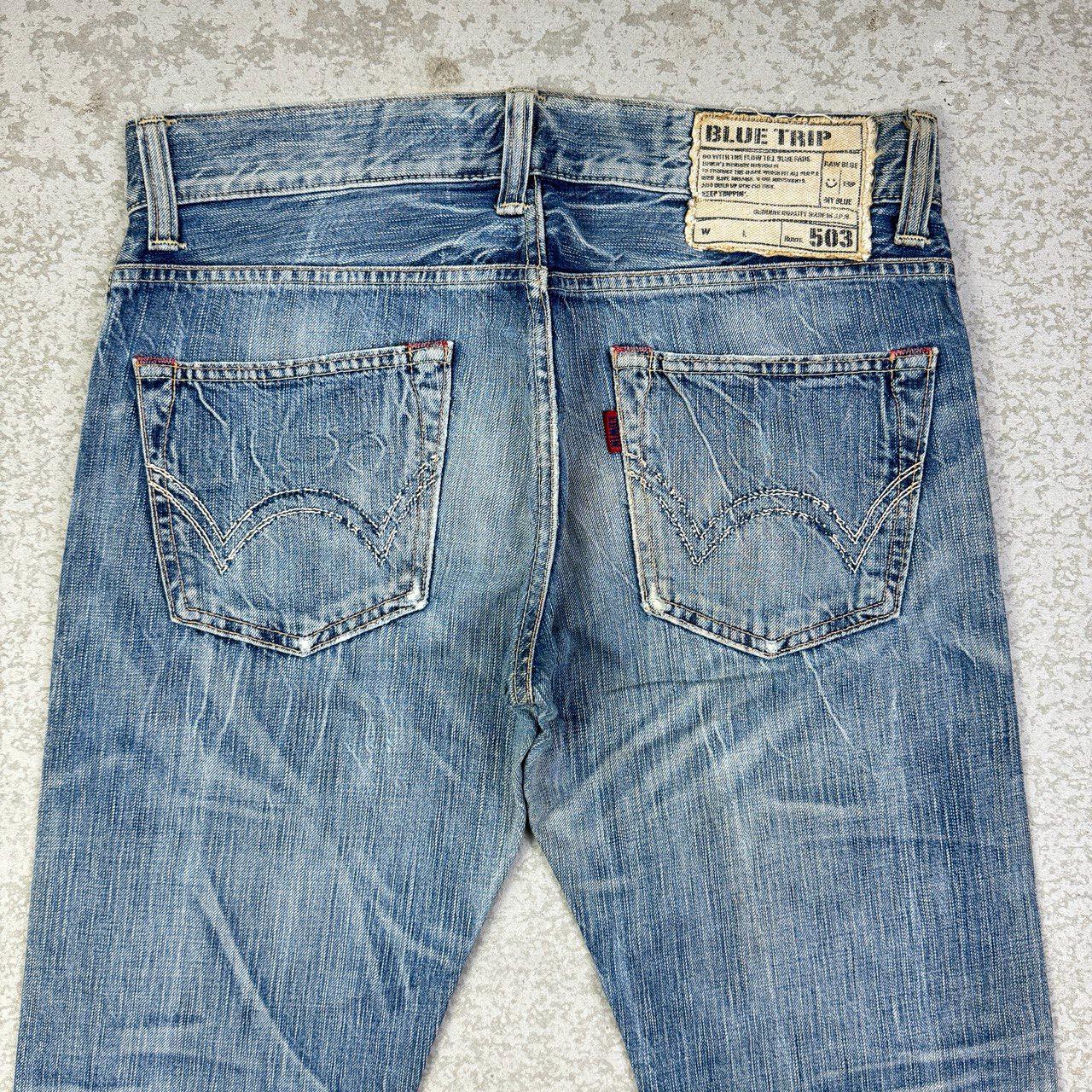 Edwin Blue Trip Jeans Size 33x29.5 Light Wash Distressed Y2K 