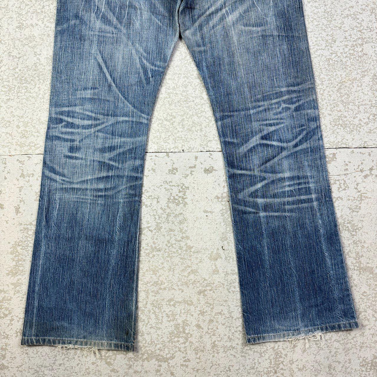 Edwin Blue Trip Jeans Size 33x29.5 Light Wash Distressed Y2K 