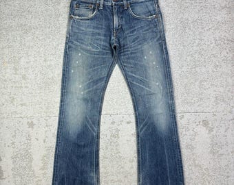 Edwin Blue Trip Jeans 31x29 Mid Wash Distressed Y2K Streetwear Archive