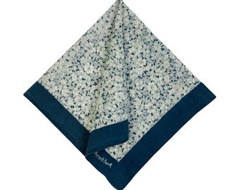 Margaret Howell Floral Handkerchief Scarf – Vintage Botanical Rose Print Neckerchief Pocket Square (18" x 18")