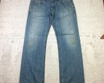 Vintage Y2K Levi's 559 Relaxed Straight Jeans – Ljustvättade slitna denimjeans för arbetskläder