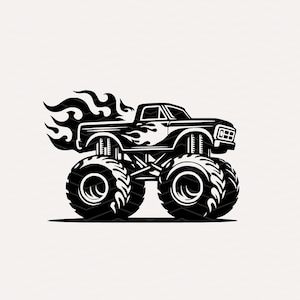 Monster Truck SVG File: Flame Design, Cricut Ready (Digital Download)