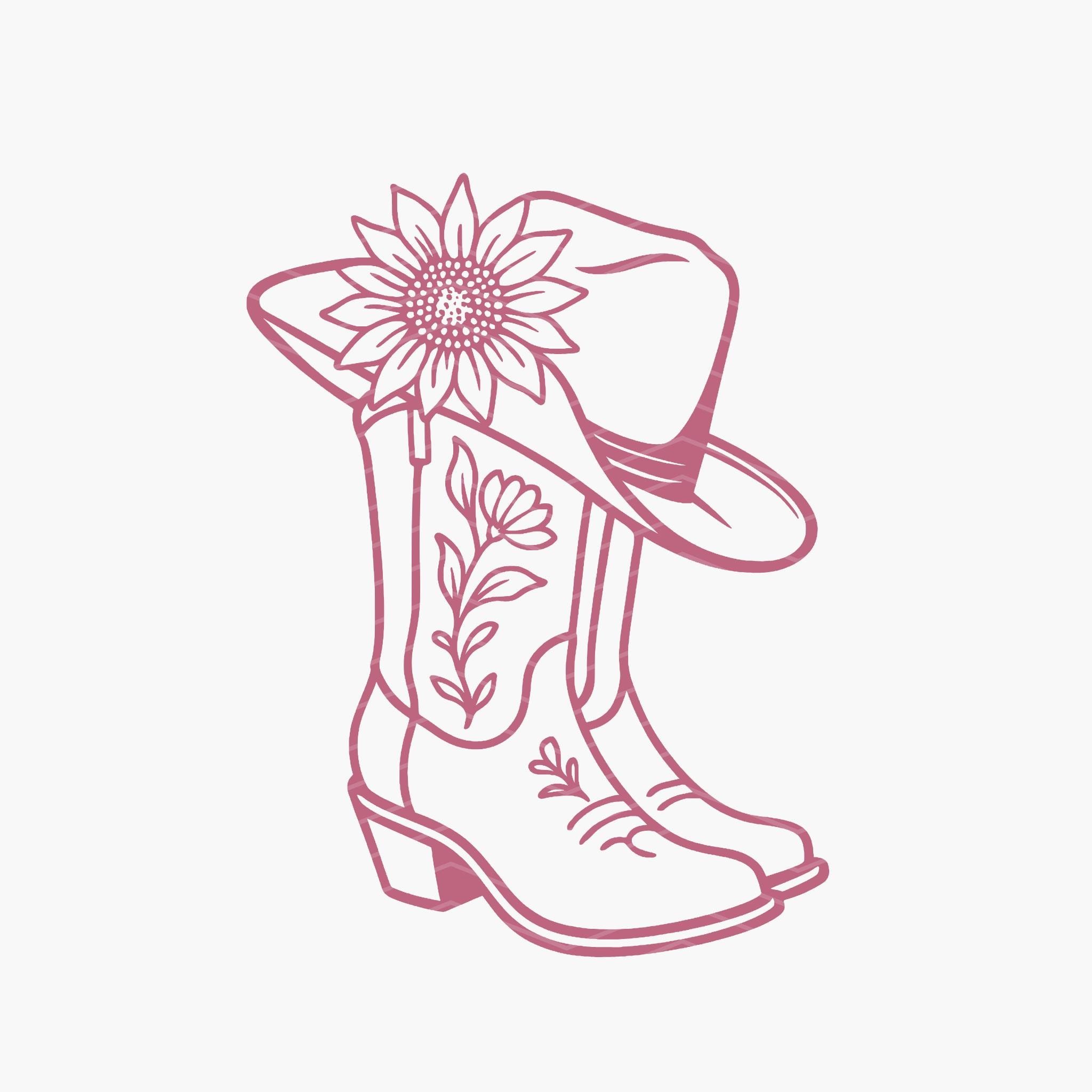 Cowgirl Boots and Flowers Premium SVG, PNG Bundle | Cowboy Boots Vector File | Western Cowgirl SVG | Cowboy Flowers Clip Art